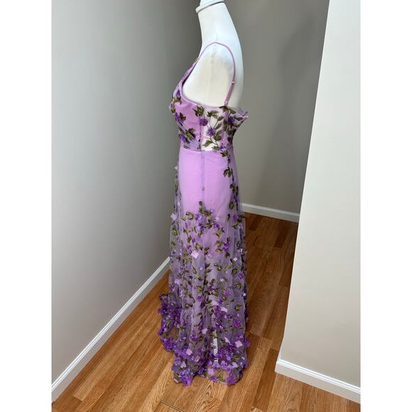 Dress The Population Womens Embellished Floral Purple Gown size XS - Picture 4 of 8